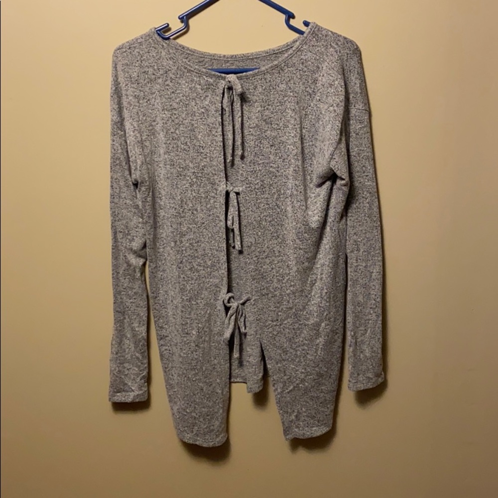 Grey Tie Back Sweater